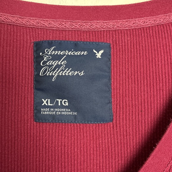 Vintage Y2K American Eagle Ribbed Thermal Tunic Top Womens XL Shirt Burgundy - Picture 3 of 10